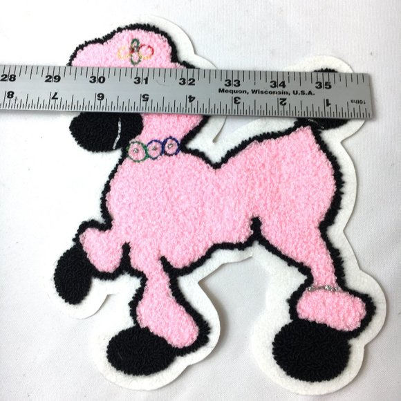 50’s Pink Chenille 8" Poodle Applique Facing Left NOS - Picture 2 of 6